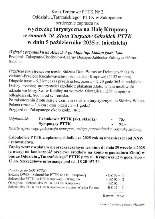 70 Zlot Turystów Górskich - Zakończenie Sezonu Turystyki Górskiej - Hala Krupowa