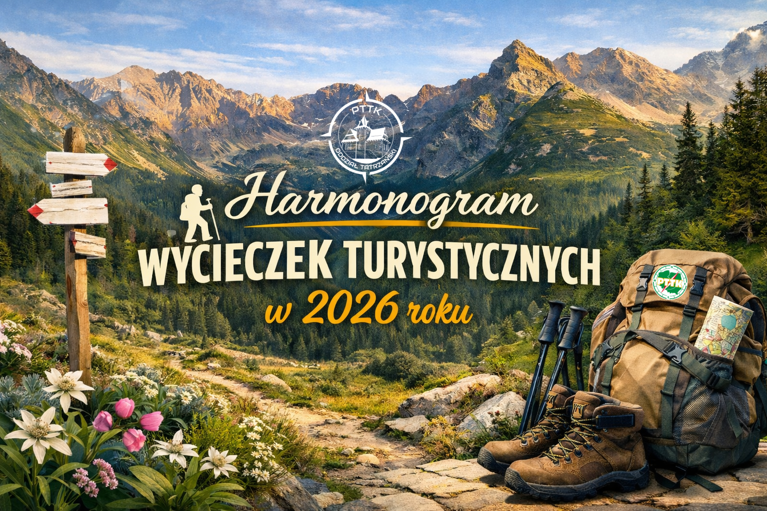 Harmonogram wycieczek turystycznych w 2026  roku przygotowany przez Zarząd Koła Terenowego PTTK nr 2
